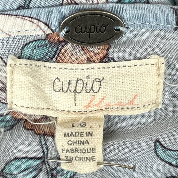 Cupio LS Tunic Top Sz L Blue Floral Fairy Festival Peasant Boho Gauzy Bloomcore - Picture 6 of 7